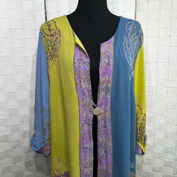 Soft Surroundings Women’s Breezy Batik Duster Topper Size Small Boho Lagenlook - Picture 2 of 13